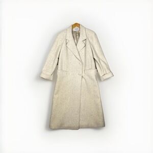 Vtg‎ JG Hook Wool Coat Womens L/XL Cream Speckled Double Breasted Made in USA